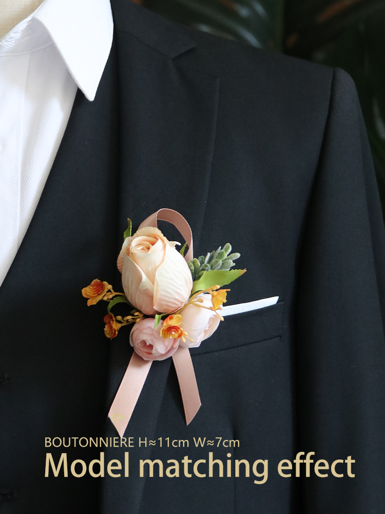 Corsages Champagne Pink Rose Series for Wedding Party Proposal Decor - KetieStory