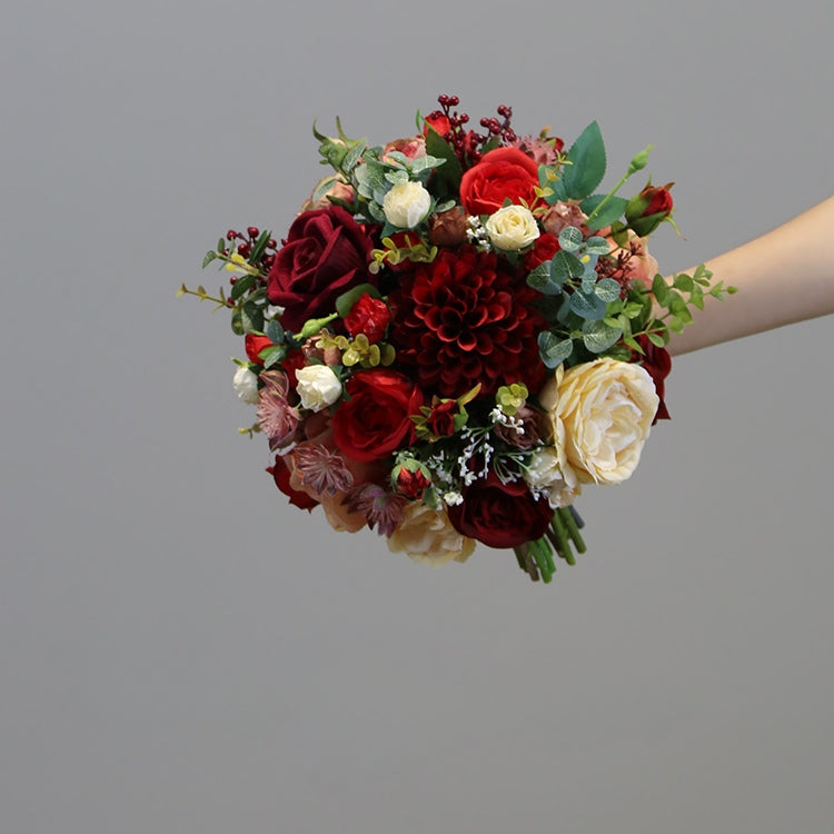 Bridal Bouquet Dark Red Roses for Wedding Party Proposal - KetieStory