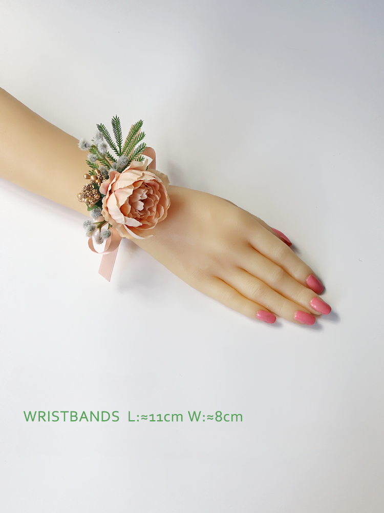 Wrist Flower in Champagne Peony for Wedding Party Proposal Decor - KetieStory