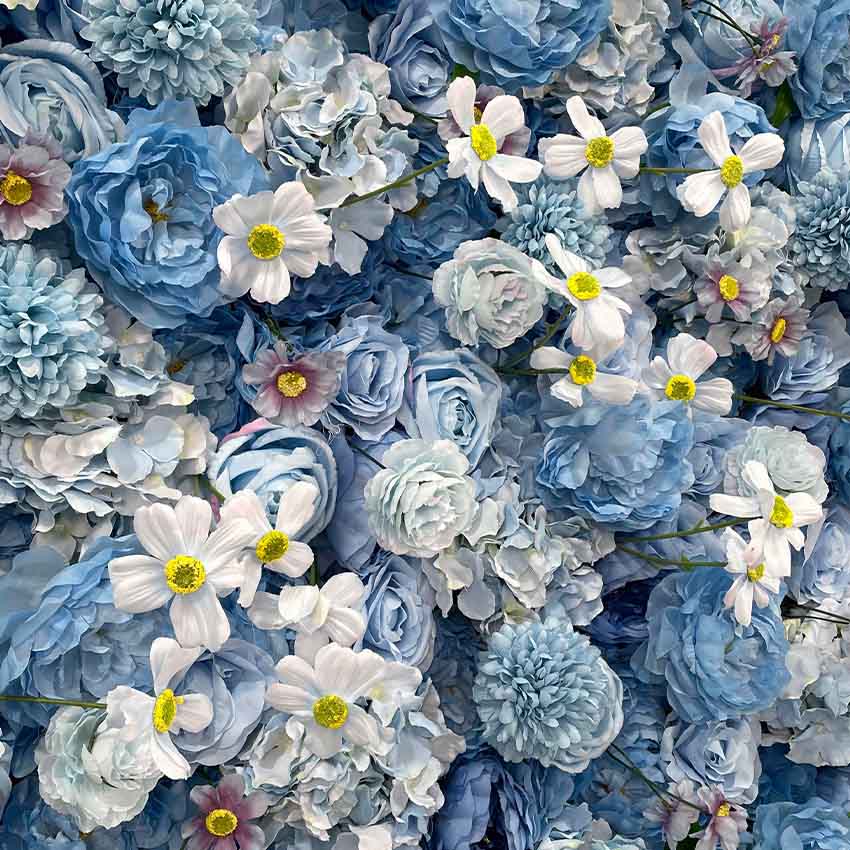 artificial blue flower wall