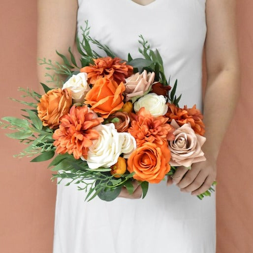 Bridal Bouquet Fall Burnt Orange for Wedding Party Proposal - KetieStory