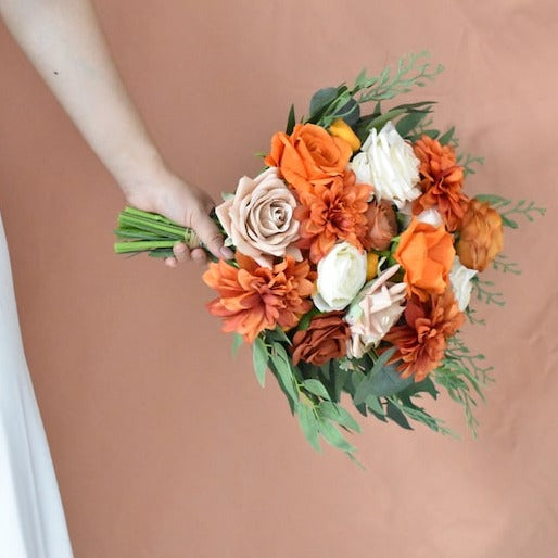 Bridal Bouquet Fall Burnt Orange for Wedding Party Proposal - KetieStory