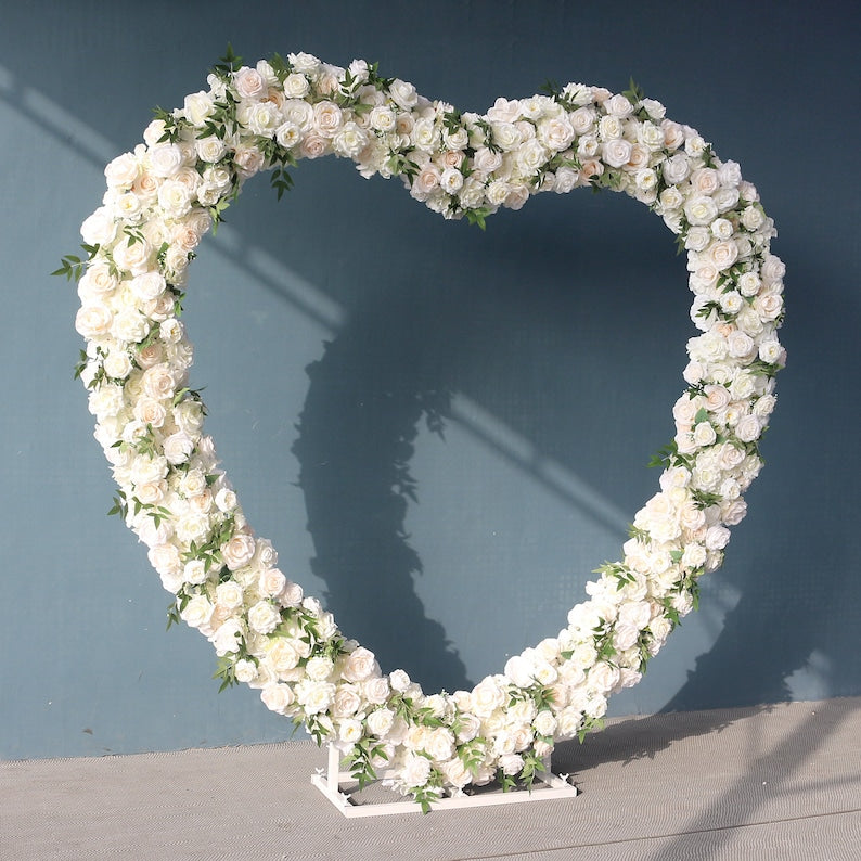 Flower Arrangement Wedding Background Arch Heart Shaped Flower Row - KetieStory