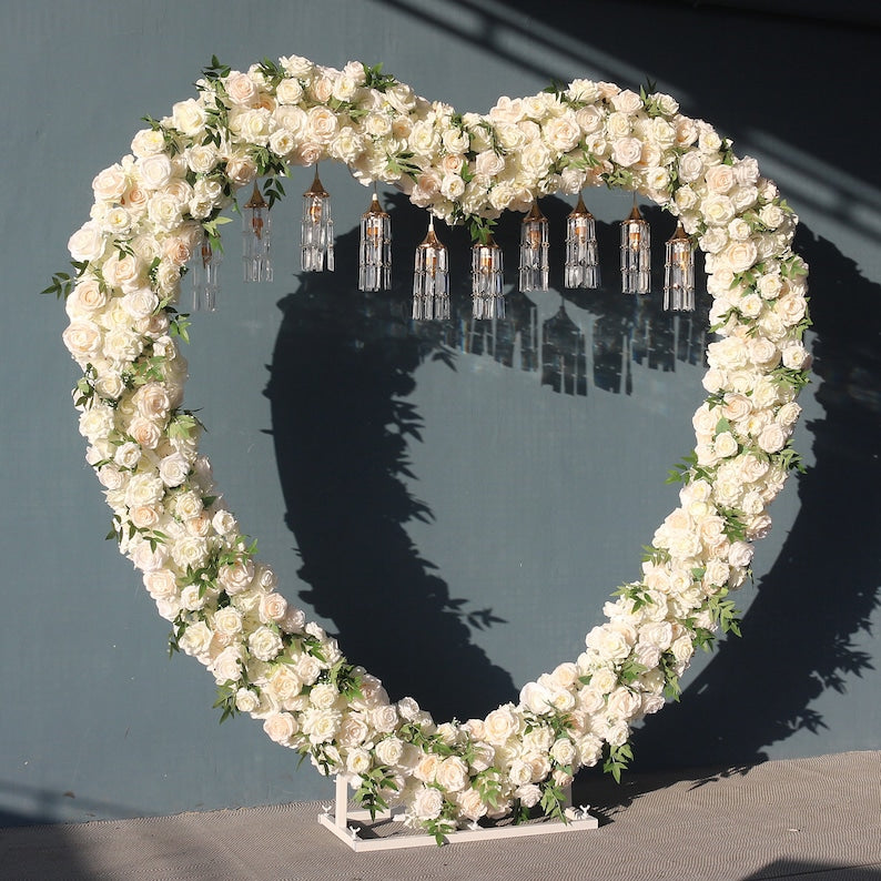 Flower Arrangement Wedding Background Arch Heart Shaped Flower Row - KetieStory