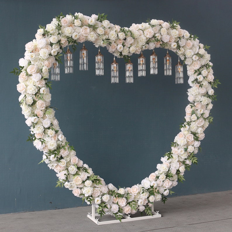 Flower Arrangement Wedding Background Arch Heart Shaped Flower Row - KetieStory