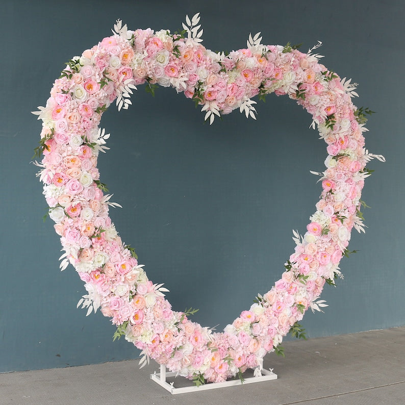 Flower Arrangement Wedding Background Arch Heart Shaped Flower Row - KetieStory