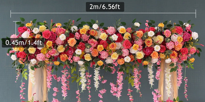 Colorful Flower Arrangement Flower Row Wedding Flower - KetieStory