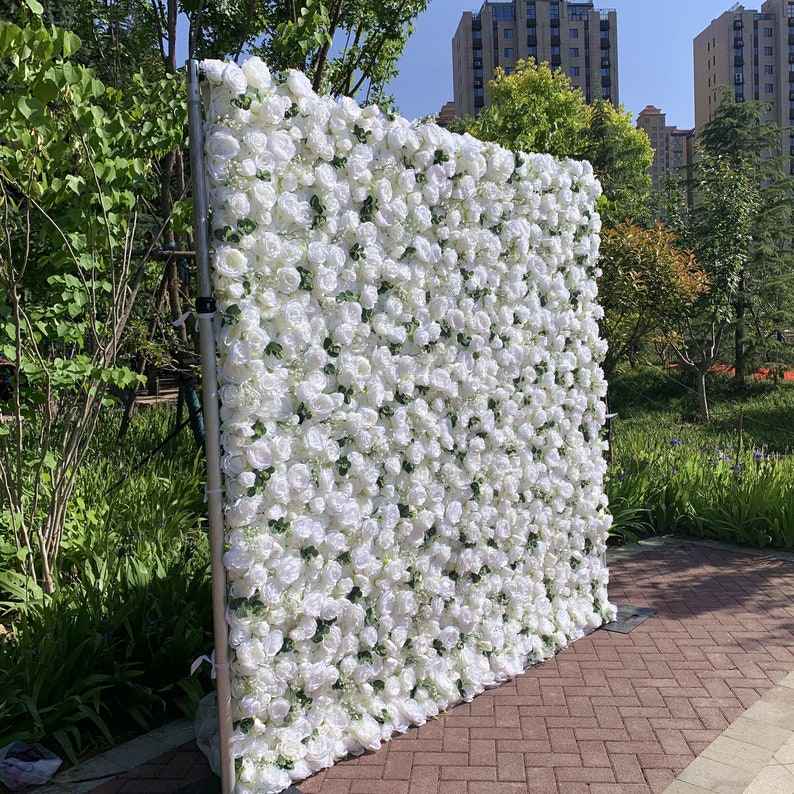 The white rose green rose fabric flower wall