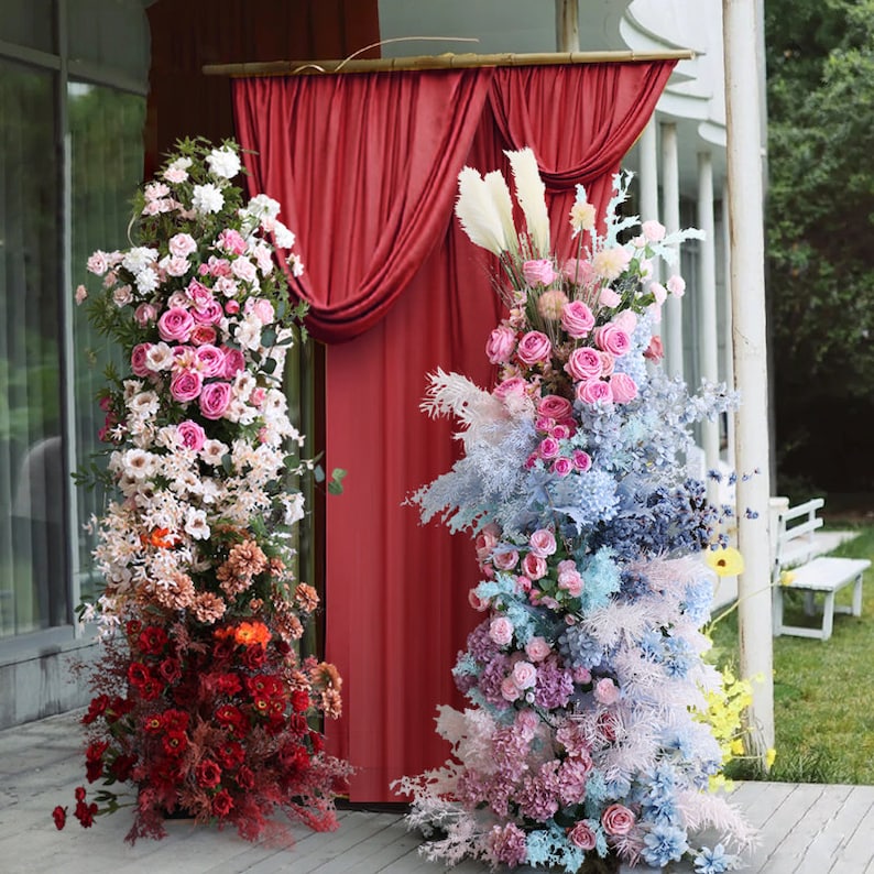 Flower Arch Colourful Roses Artificial Horn Floral Event Proposal Wedding Decoration - KetieStory