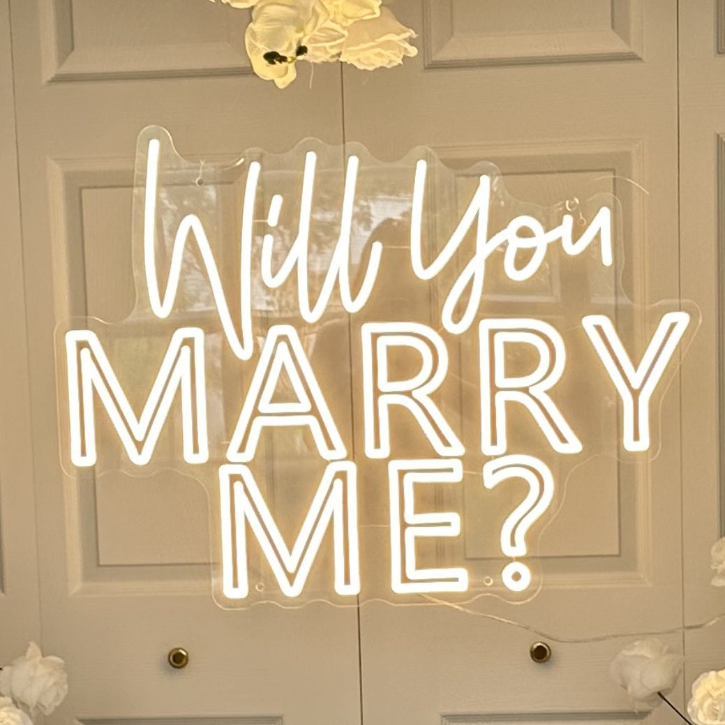 Will You Marry Me Neon Sign Acrylic Plate for Wedding Party Event Proposal Decor