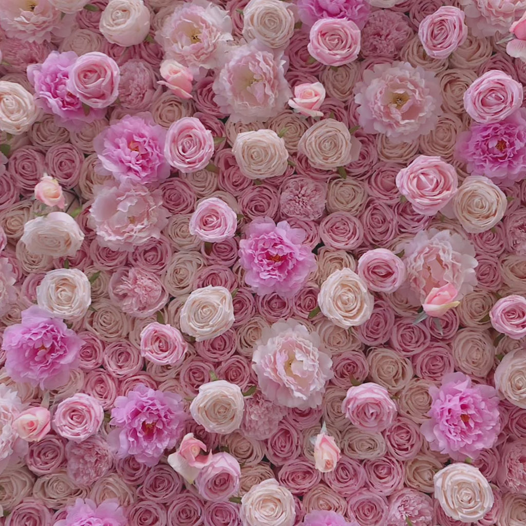 The pink champagne peony fabric flower wall is vivid and lifelike.