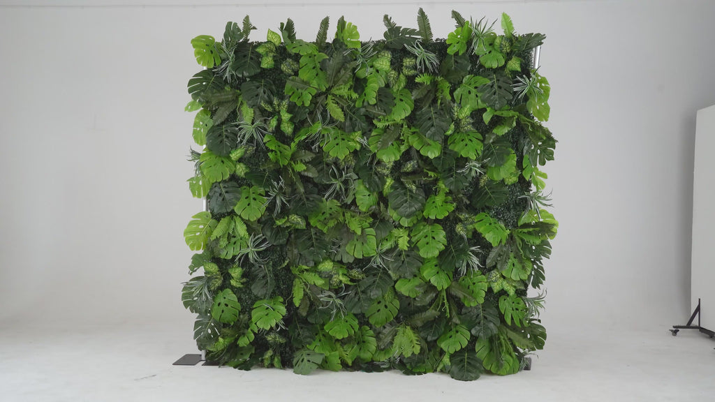 The green tropical leaves flower wall assembly tutorial.