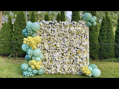 The white peony fabric flower wall looks elegant and romantic.