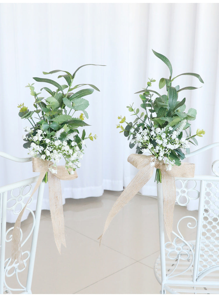 White Chair Flowers for Wedding Party Decor - KetieStory