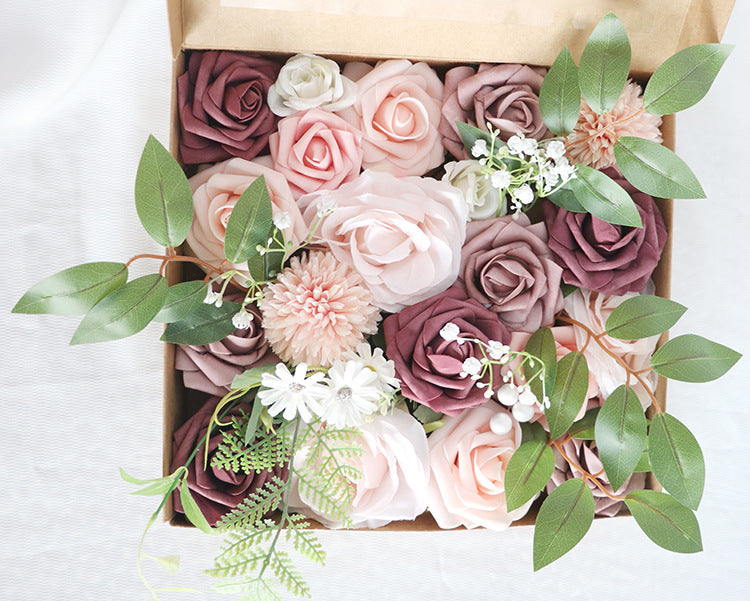 Flower Box Pink Purple Silk Flower for Wedding Party Decor Proposal - KetieStory