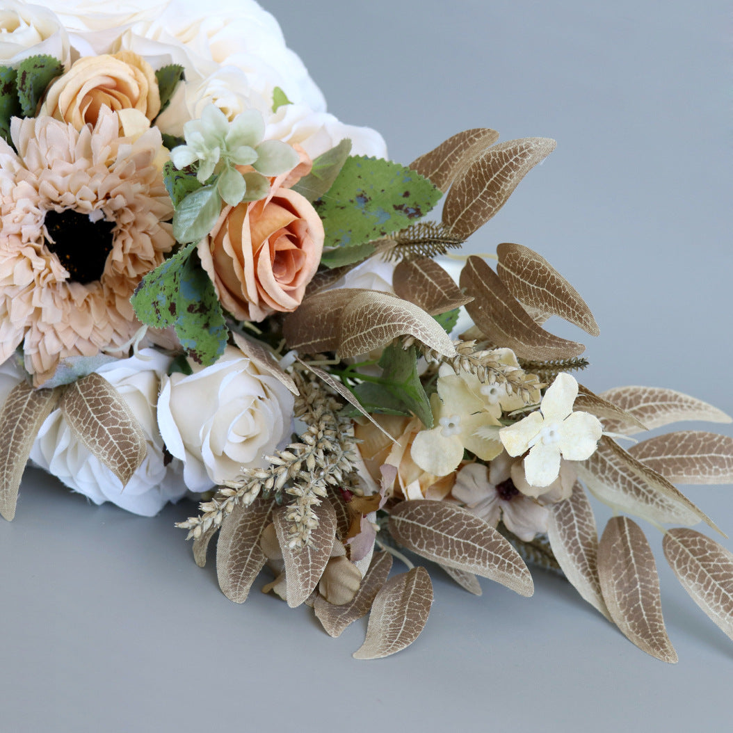Cascade Bridal Bouquet Champagne Brown for Wedding Party Proposal - KetieStory