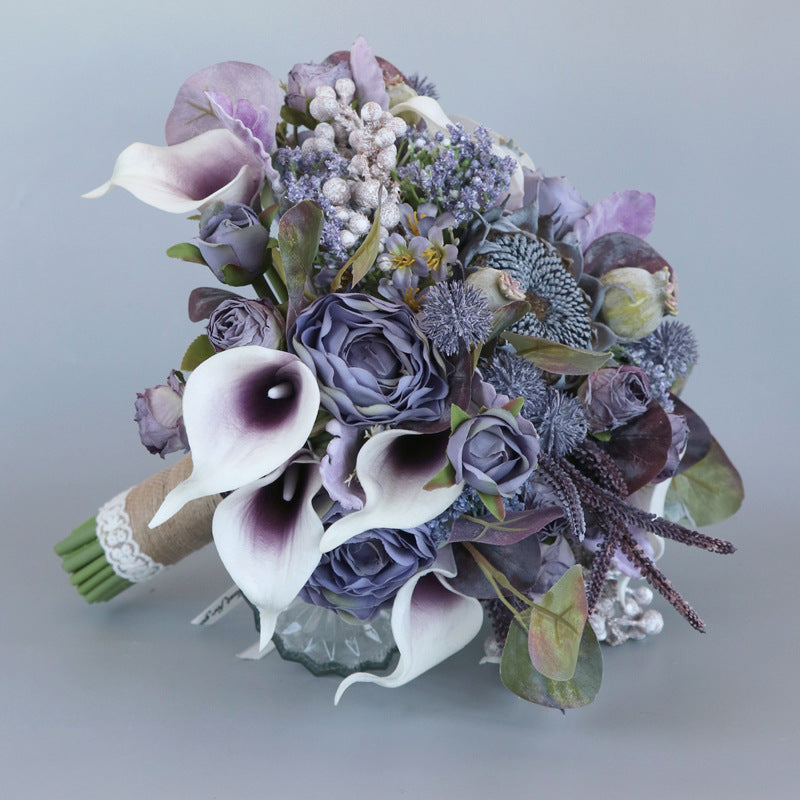 Bridal Bouquet in Gray Purple Hemisphere for Wedding Party Proposal - KetieStory