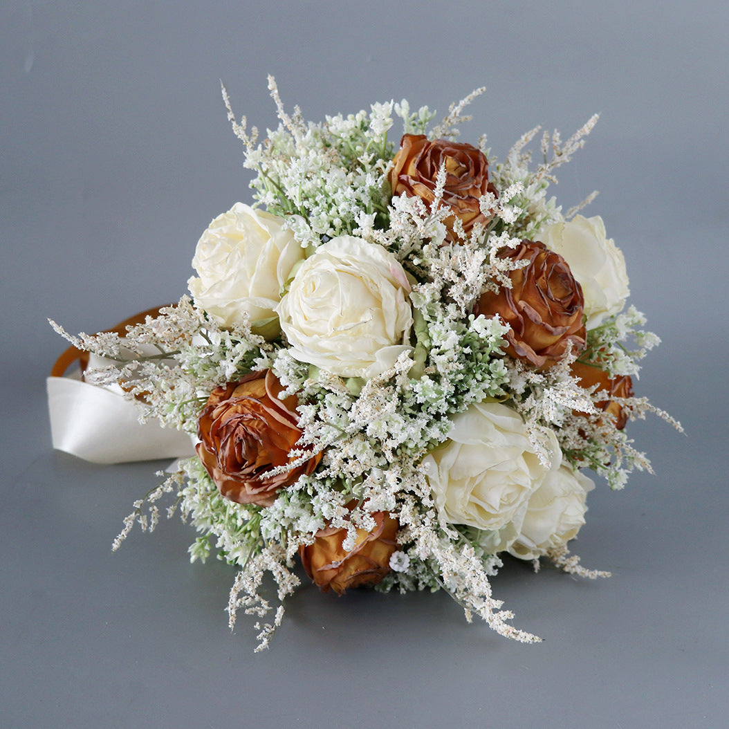 Bridal Bouquet White Orange for Wedding Party Proposal - KetieStory