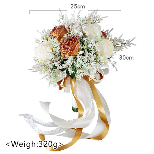 Bridal Bouquet White Orange for Wedding Party Proposal - KetieStory