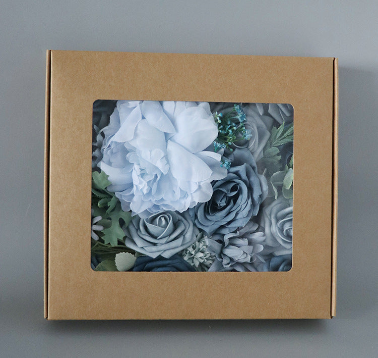 Flower Box Mixed Blue Silk Flower for Wedding Party Decor Proposal - KetieStory