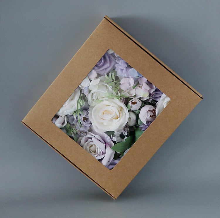 Flower Box Purple White Silk Flower for Wedding Party Decor Proposal - KetieStory