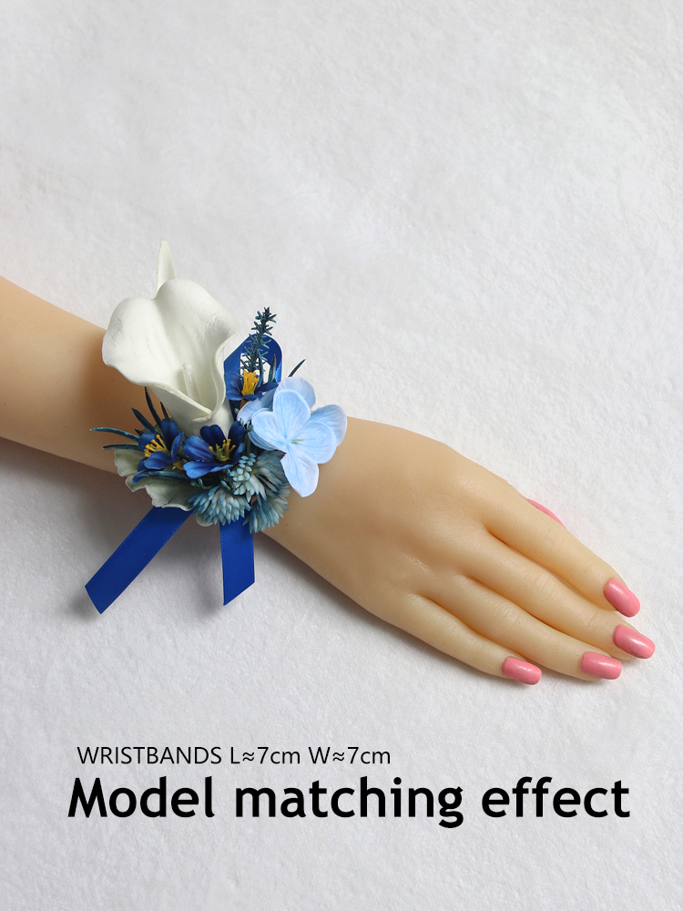 Wrist Flower Corsages Blue White Series for Wedding Party Proposal Decor - KetieStory