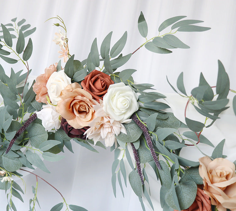 Table Flower Garland in Orange & Sage for Wedding Party Proposal Decor - KetieStory