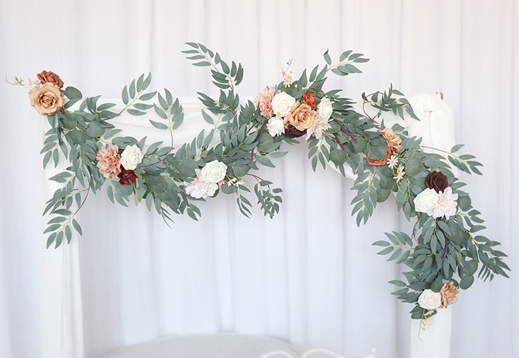 Table Flower Garland in Orange & Sage for Wedding Party Proposal Decor - KetieStory