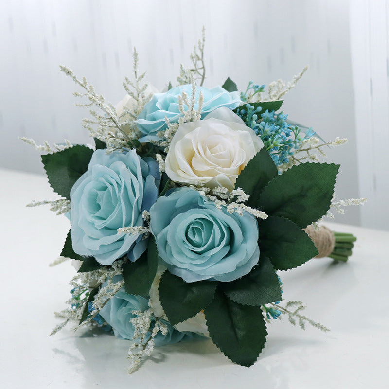 Bridal Bouquet in Champagne Blue for Wedding Party Proposal - KetieStory