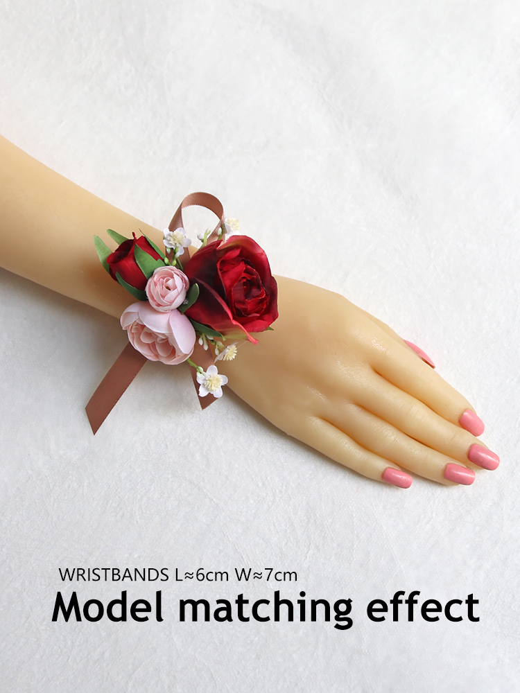 Wrist Flower Corsages Red Rose Series for Wedding Party Proposal Decor - KetieStory