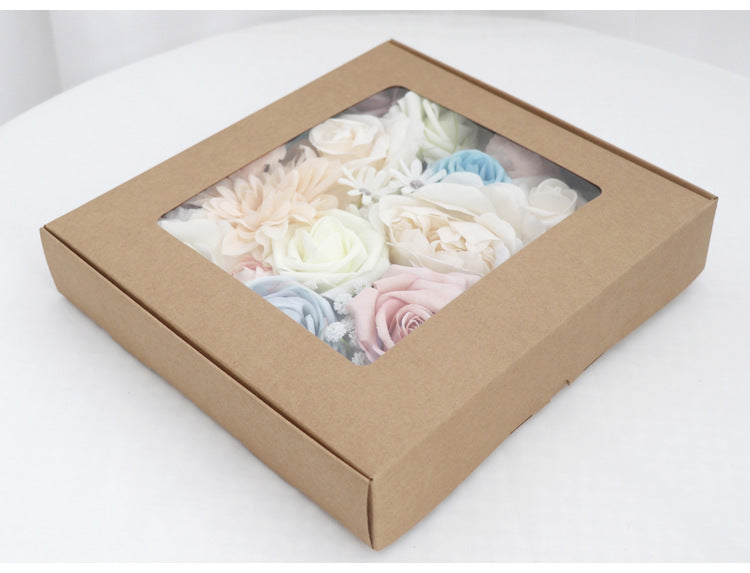 Blue Pink Roses Flower Box Silk Flower for Wedding Party Decor Proposal - KetieStory