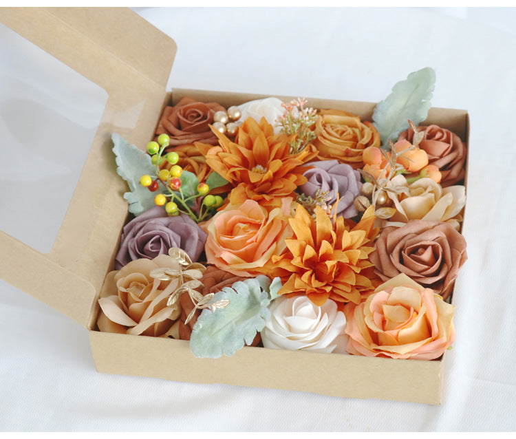 Flower Box Orange Silk Flower for Wedding Party Decor Proposal - KetieStory