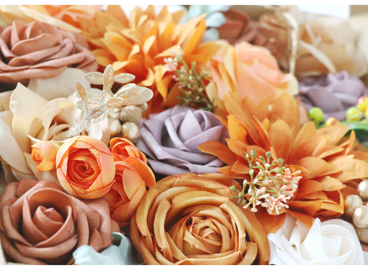 Flower Box Orange Silk Flower for Wedding Party Decor Proposal - KetieStory
