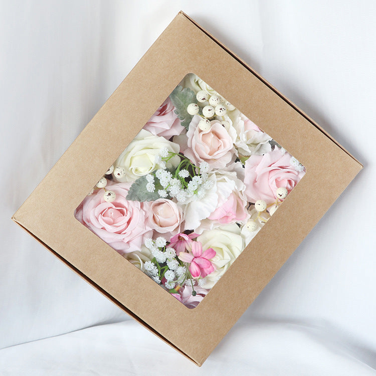 Light Pink Roses Flower Box Silk Flower for Wedding Party Decor Proposal - KetieStory