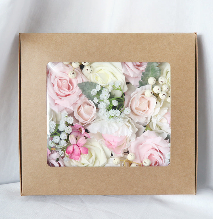 Light Pink Roses Flower Box Silk Flower for Wedding Party Decor Proposal - KetieStory