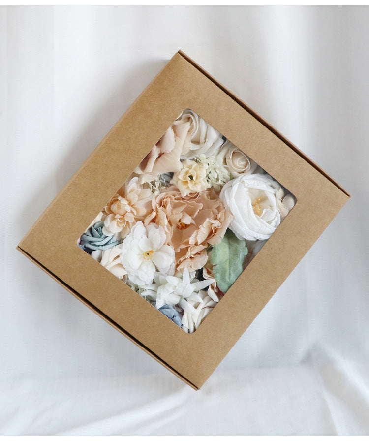 Champagne White Roses Flower Box Silk Flower for Wedding Party Decor Proposal - KetieStory