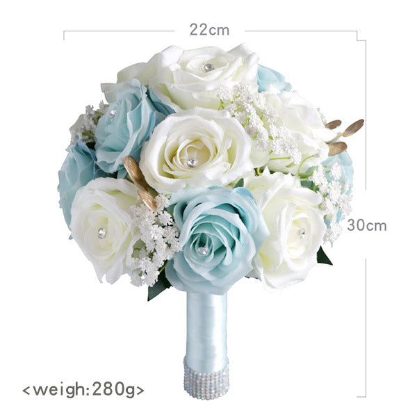 Bridal Bouquet in Mixed White Blue for Wedding Party Proposal - KetieStory