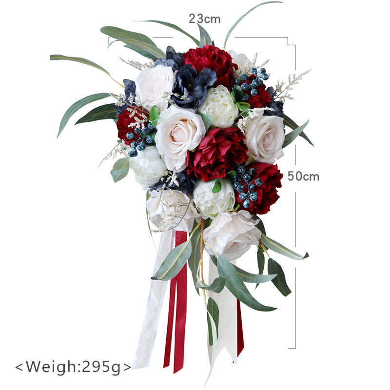Cascade Bridal Bouquet in White Red for Wedding Party Proposal - KetieStory