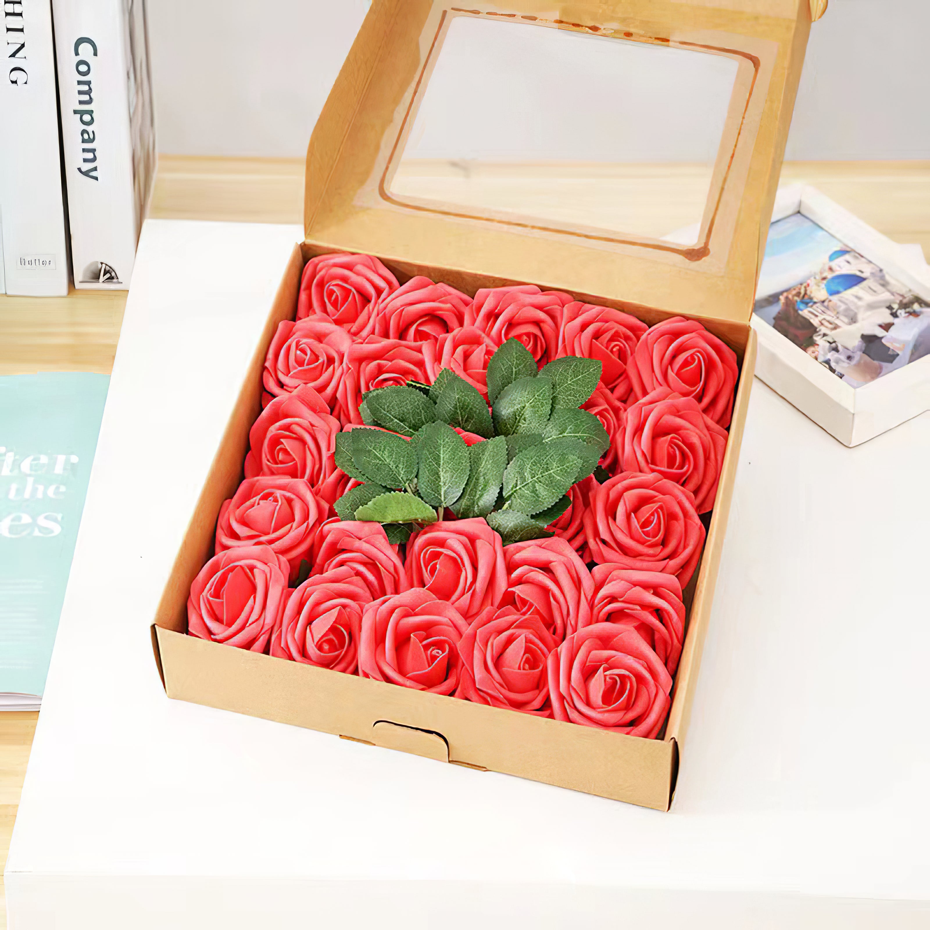 Flower Box Silk Blooming Flowers Watermelon Color - KetieStory