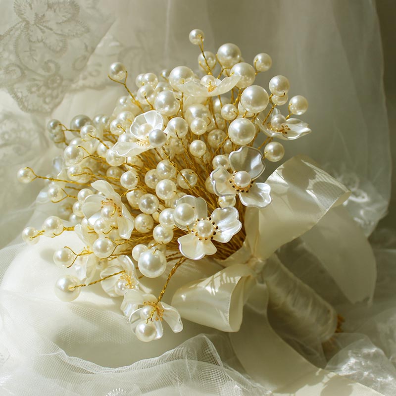 Luxurious Pearl Shell Bridal Bouquet for Wedding Party - KetieStory