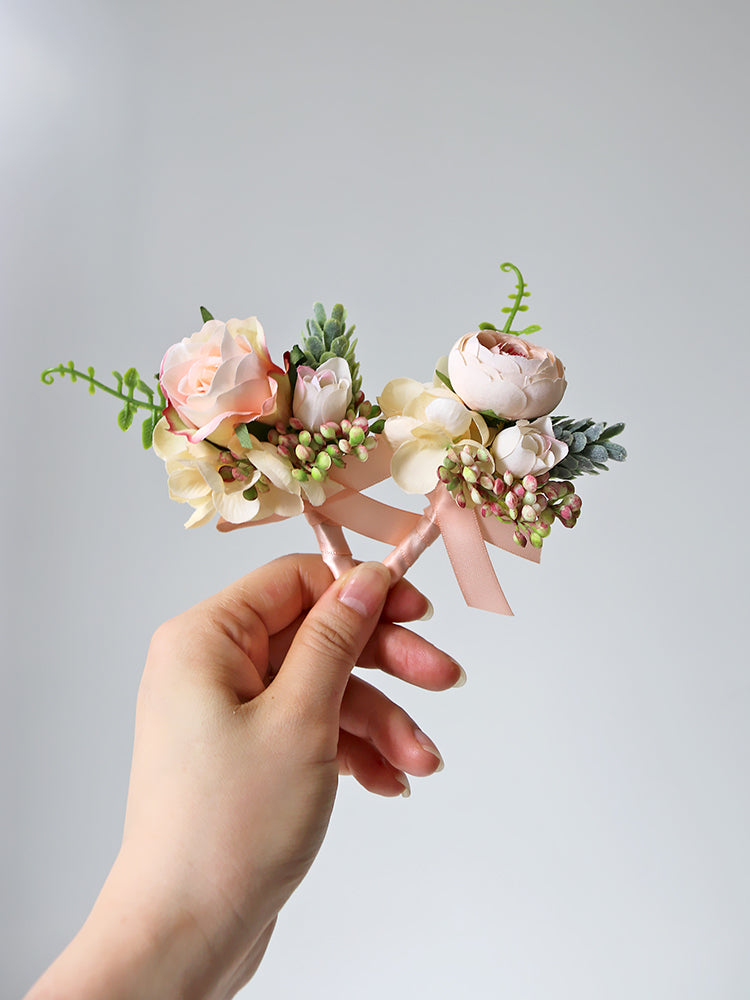 Wrist Flower Corsages Champagne Series for Wedding Party Proposal Decor - KetieStory