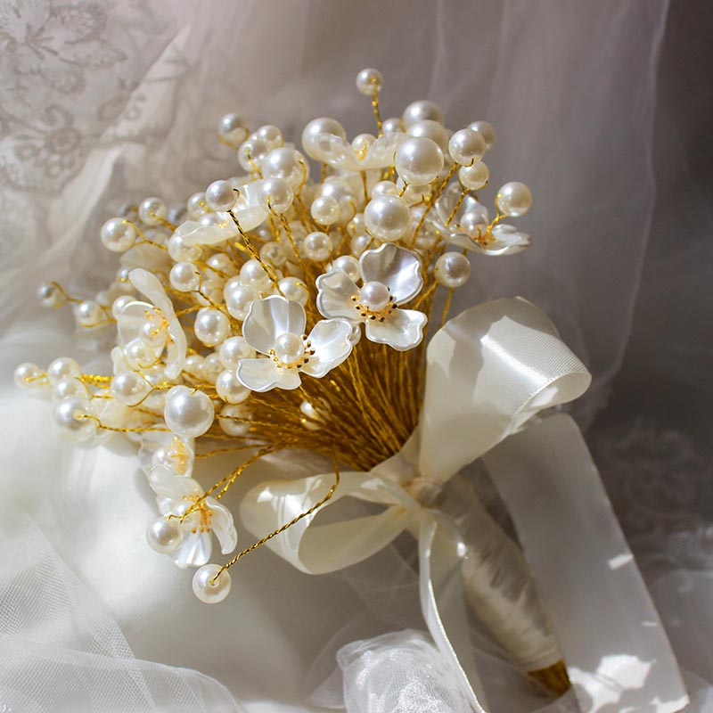 Luxurious Pearl Shell Bridal Bouquet for Wedding Party - KetieStory