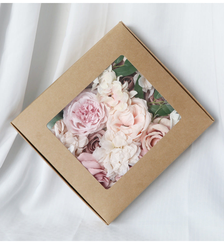 Flower Box Champagne Pink Roses Silk Flower for Wedding Party Decor Proposal - KetieStory