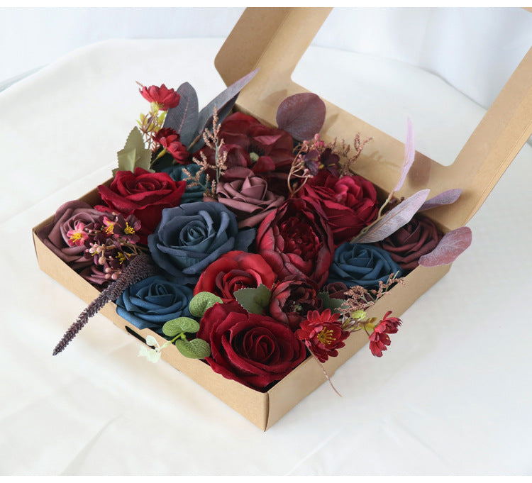 Red Blue Flower Box Silk Flower for Wedding Party Decor Proposal - KetieStory