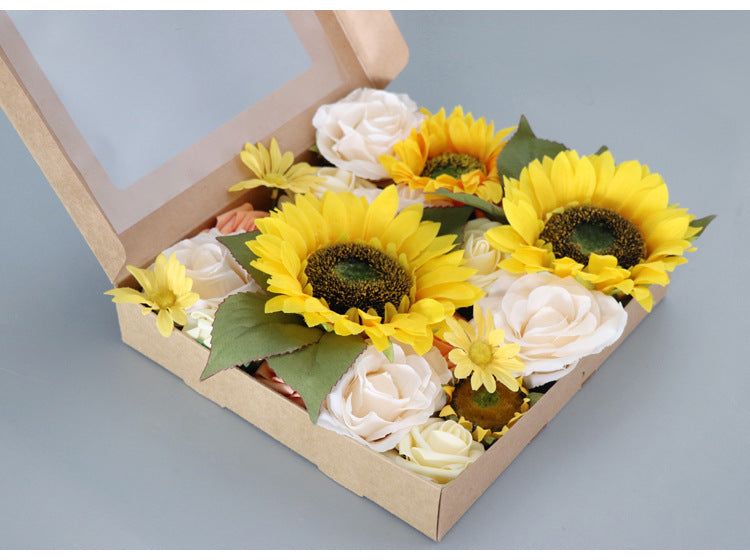 Sunflower Flower Box Silk Flower for Wedding Party Decor Proposal - KetieStory