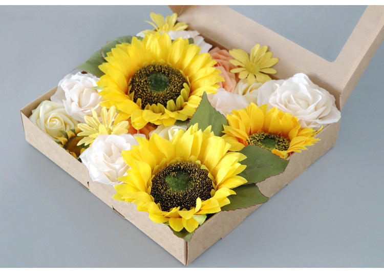 Sunflower Flower Box Silk Flower for Wedding Party Decor Proposal - KetieStory