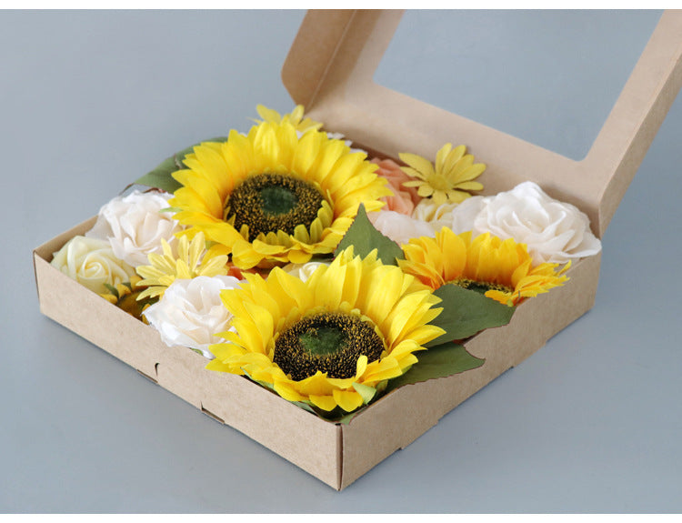 Sunflower Flower Box Silk Flower for Wedding Party Decor Proposal - KetieStory