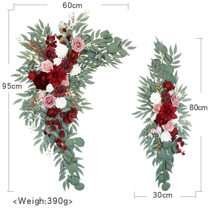 Wedding Arch Flowers Decor with Claret lotus root pink - KetieStory