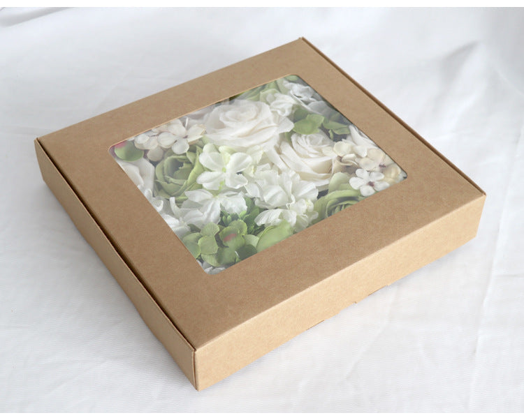 White Green Hydrangea Roses Flower Box Silk Flower for Wedding Party Decor Proposal - KetieStory