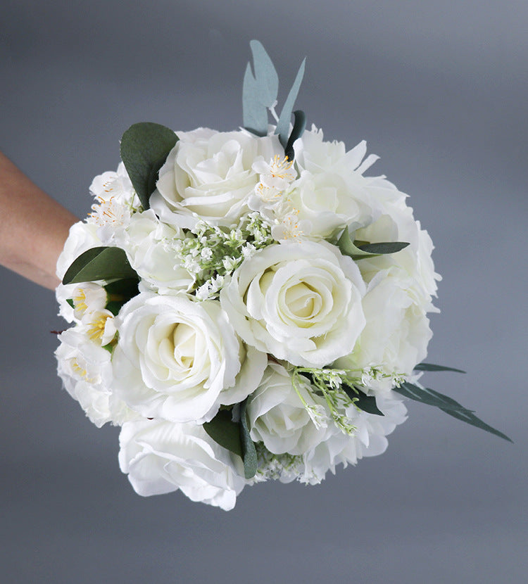 Flower Box White Roses Silk Flower for Wedding Party Decor Proposal - KetieStory